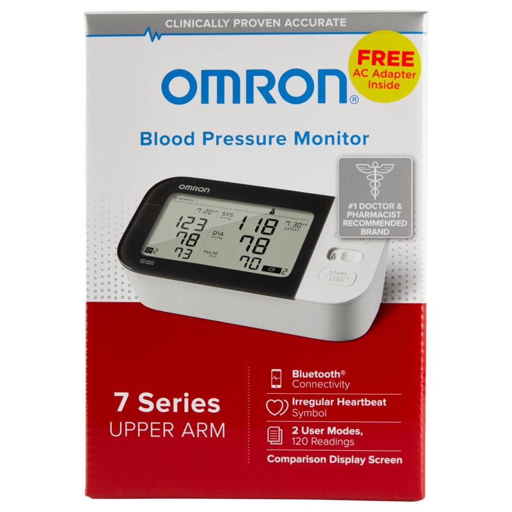 OMRON 7 Series Upper Arm Bluetooth Blood Pressure Monitor with AC Adapter - HSA & FSA - Medicine Cabinet - OMRON 7