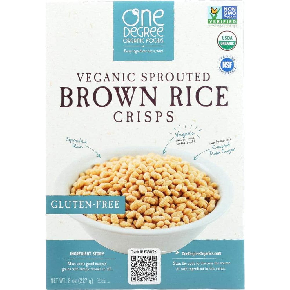 One Degree One Degree Organic Foods Veganic Sprouted Brown Rice Crisps Cereal, 8 oz