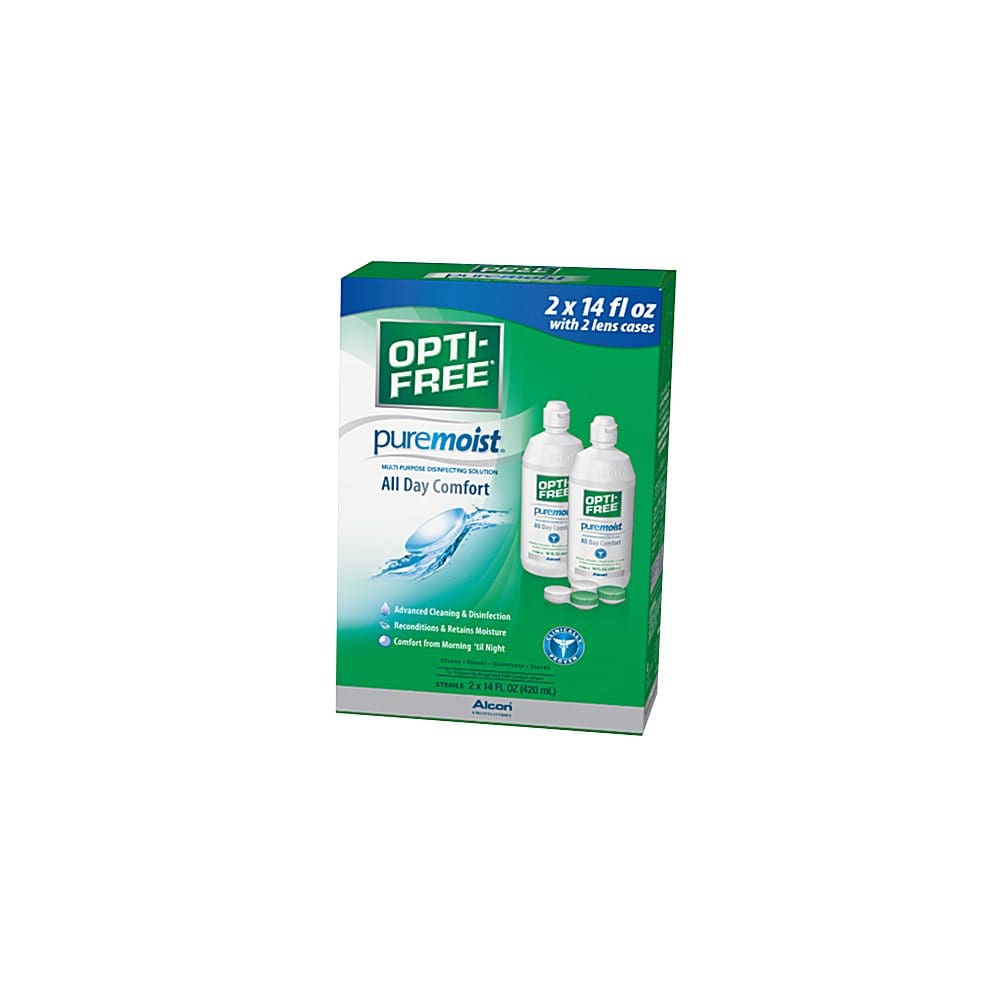 Opti-Free PureMoist with 2 Lens Cases (14 oz. 2 pk.) - Contact Solution & Eye Drops - Opti-Free PureMoist