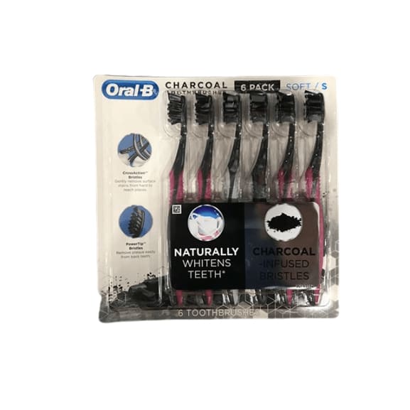 Oral-B Charcoal Tooth Brushes, SOFT/MEDIUM, 6-Pack - ShelHealth.Com