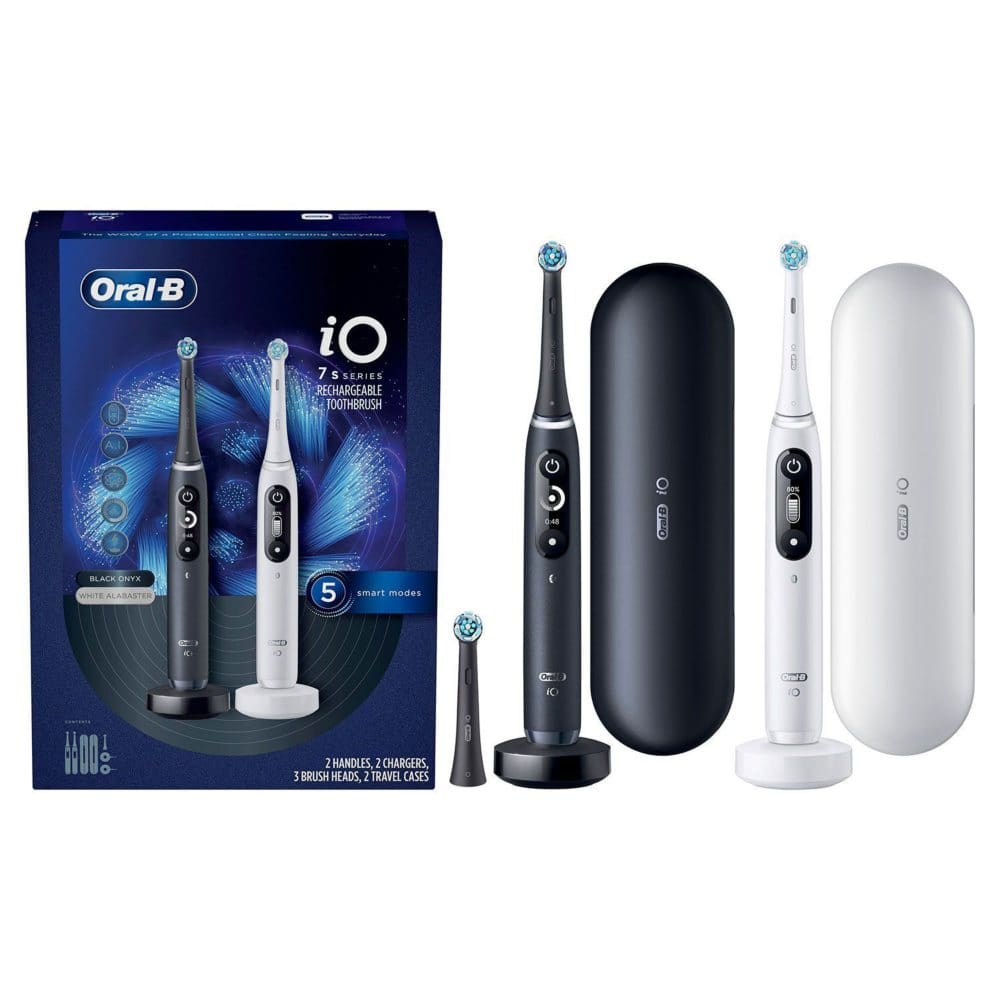 Oral-B iO Series 7s Electric Toothbrush Black Onyx and White Alabaster (2 pk. 3 Brush heads) - Oral Care - Oral-B