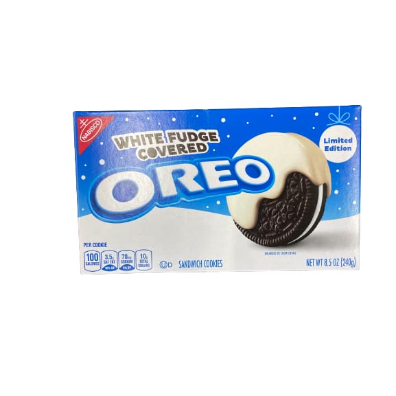 OREO White Fudge Covered Chocolate Sandwich Cookies Holiday Cookies 8.5 oz - OREO