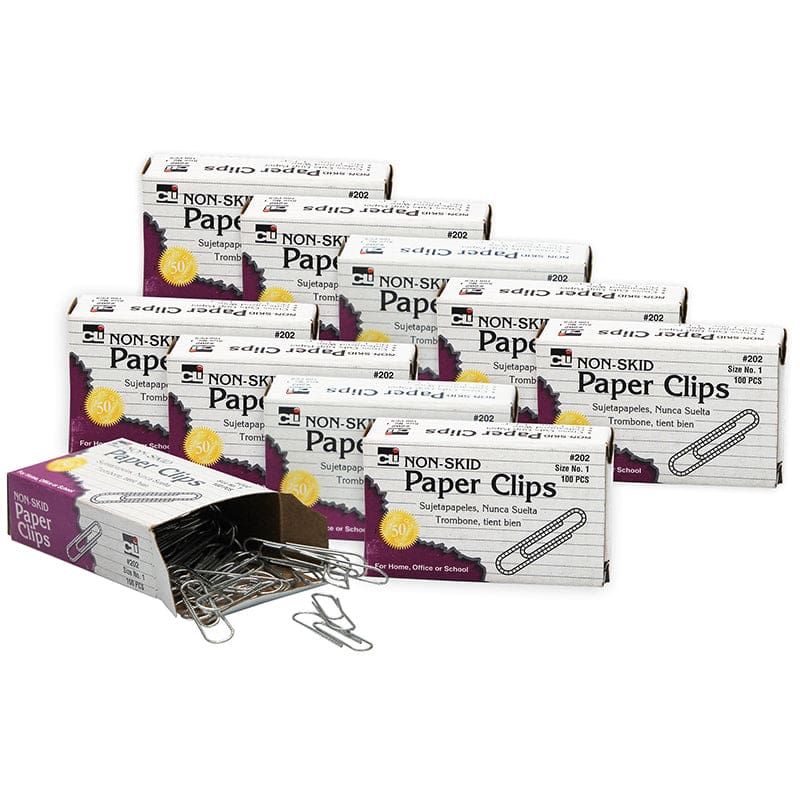 Paper Clips Nonskid 10 Bxs 100/Box (Pack of 12) - Clips - Charles Leonard