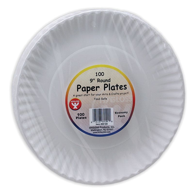 Paper Plates 9In - 100/Pkg (Pack of 6) - Art & Craft Kits - Hygloss Products Inc.