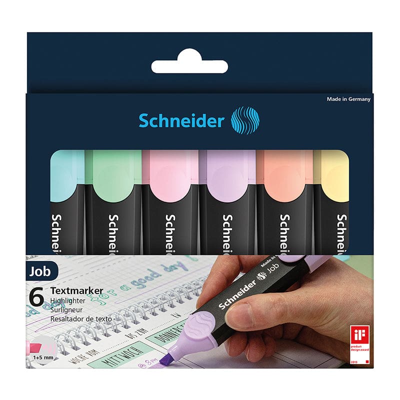 Pastel Job Highlighter Set 6Pk Schneider (Pack of 8) - Highlighters - Schneider