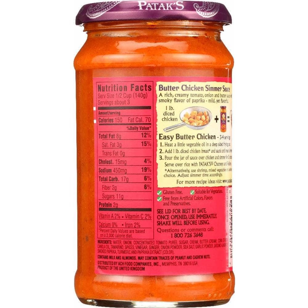 Pataks Patak's Butter Chicken Cooking Sauce Mild, 15 oz