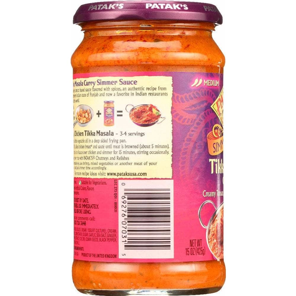 Pataks Patak's Tikka Masala Curry Cooking Sauce, 15 Oz