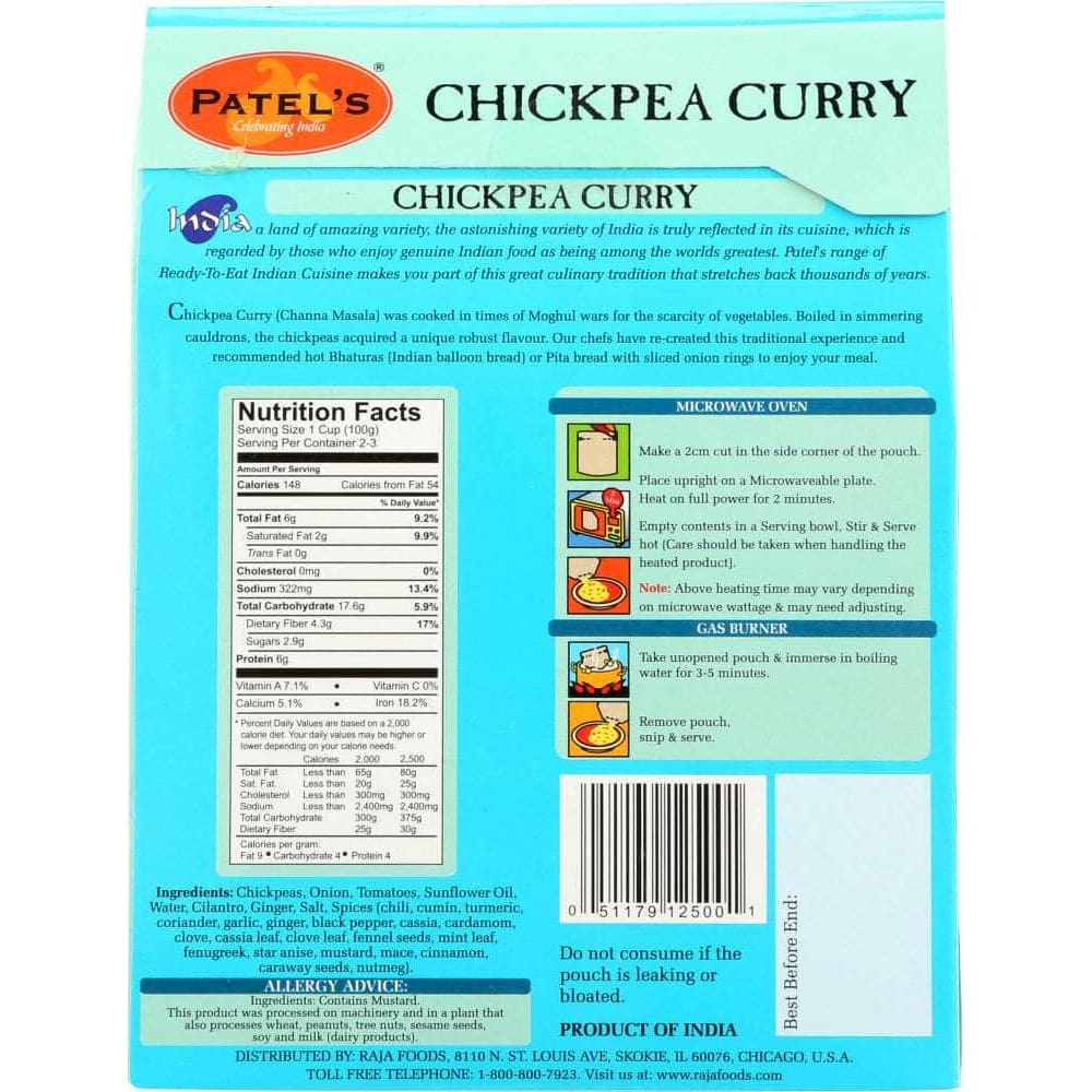 Patel Patel Mix Sauce Rice Chickpea Curry, 9.9 oz