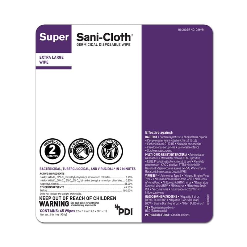 PDI Sani-Cloth Super X-Large 65/Tub Case of 6 - HouseKeeping >> Disinfectants - PDI