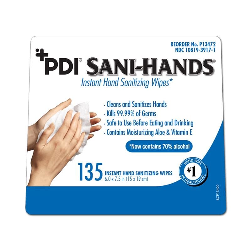 PDI Sani-Hands Sanitiz Wipes 135/Tub 6X7.5 TUBox of (Pack of 2) - Skin Care >> Hand Sanitizer - PDI