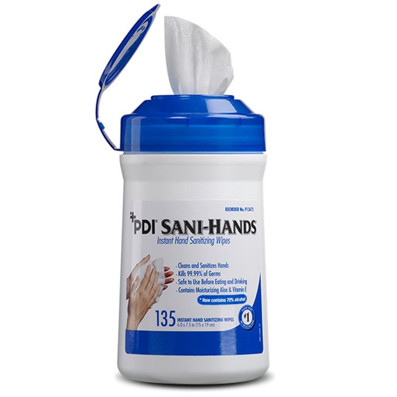 PDI Sani-Hands Sanitiz Wipes 135/Tub 6X7.5 TUBox of (Pack of 2) - Skin Care >> Hand Sanitizer - PDI