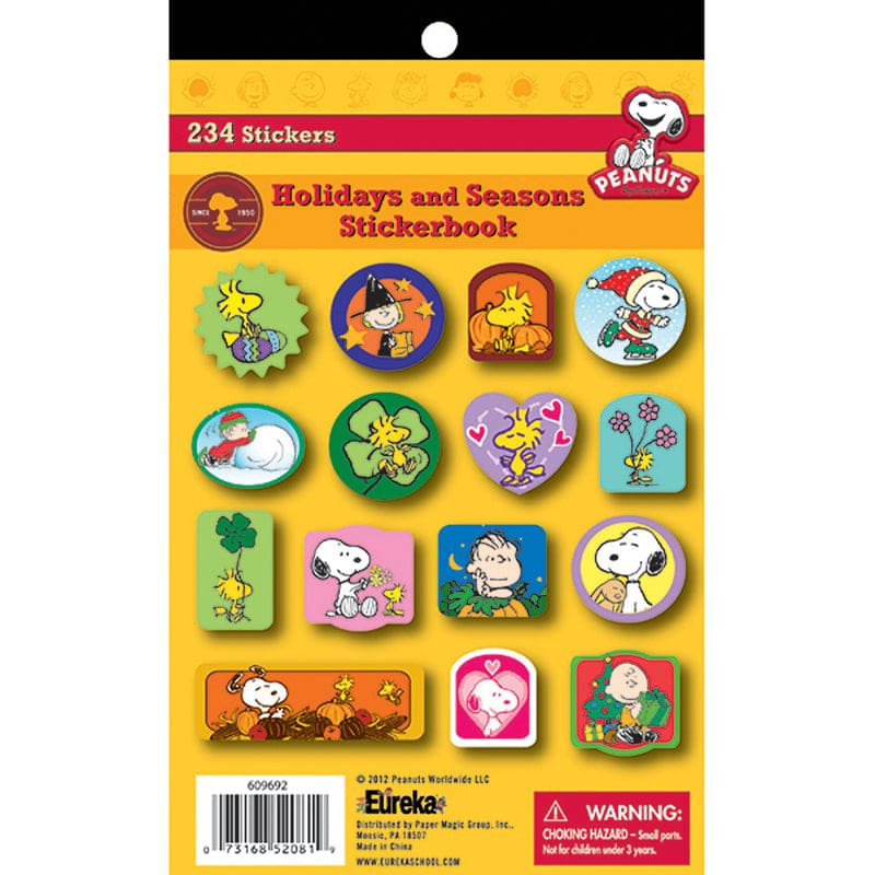 Peanuts Holidays And Seasons Sticker Book (Pack of 8) - Holiday/Seasonal - Eureka