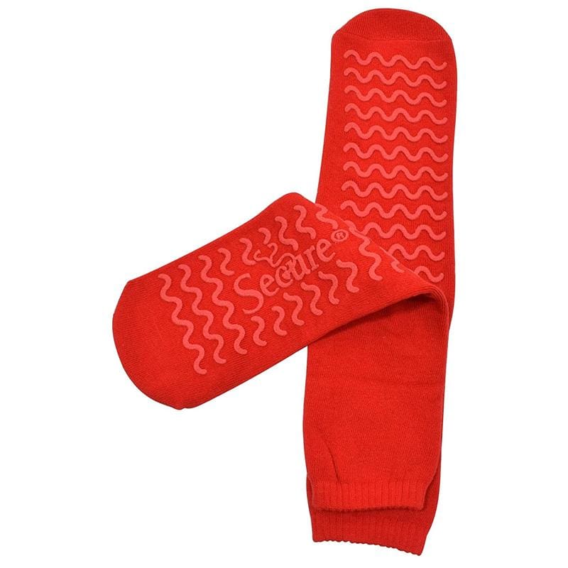 Personal Safety Socks Non-Skid One Size Red (Pack of 2) - Apparel >> Stockings and Socks - Personal Safety