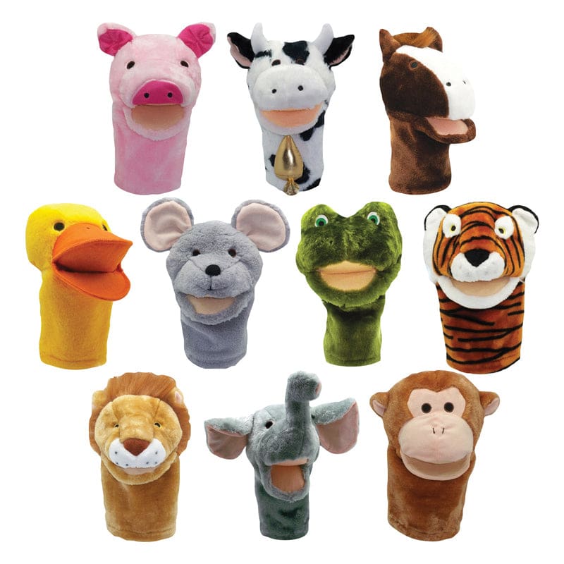 Plushpups Hand Puppets Set Of 10 - Puppets & Puppet Theaters - Get Ready Kids