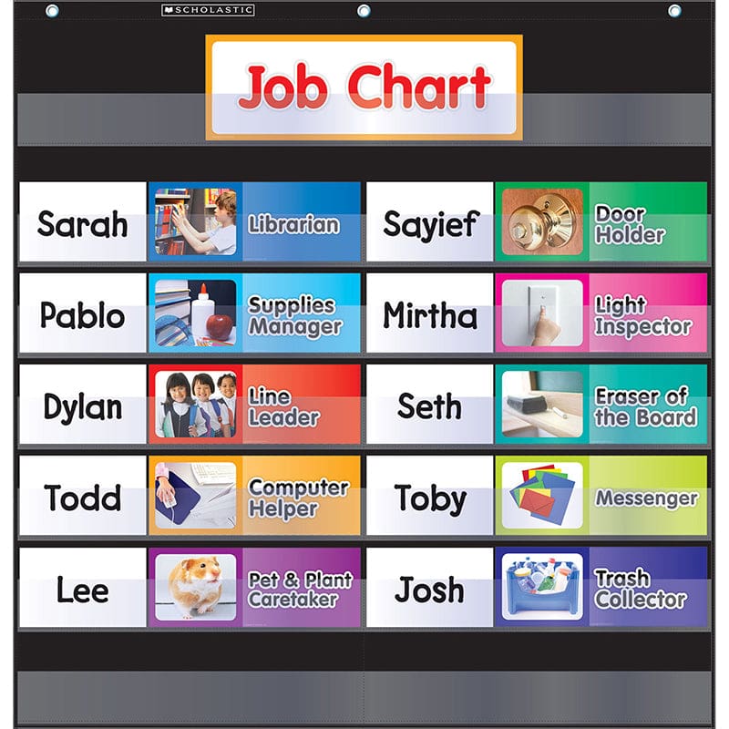 Pocket Chart Class Jobs Black (Pack of 2) - Pocket Charts - Scholastic Teaching Resources