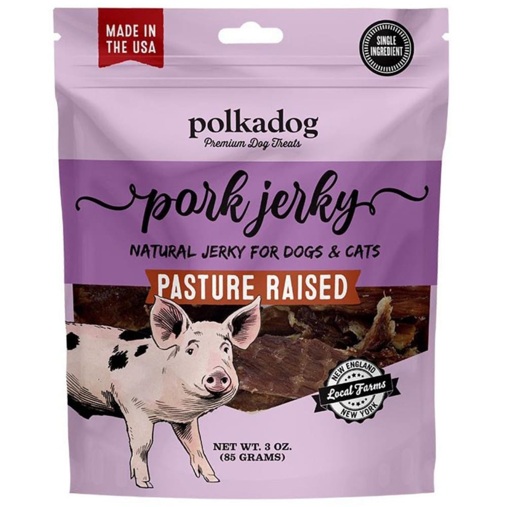 Polka Dog Pork Jerky 3oz. 12 Count - Pet Supplies - Polka