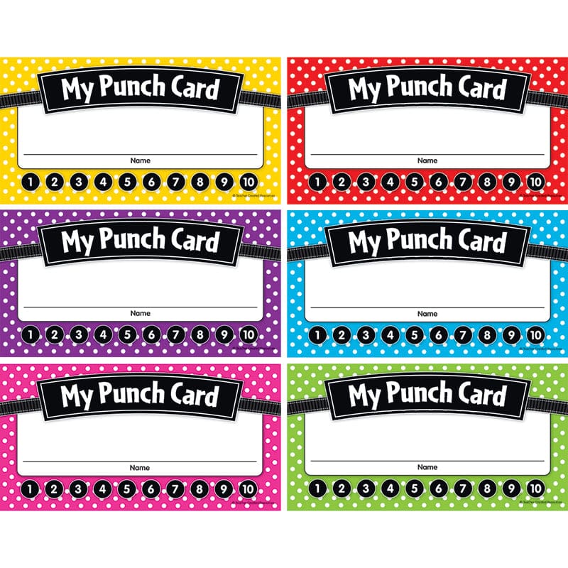 Polka Dots Punch Cards (Pack of 10) - Awards - Teacher Created Resources