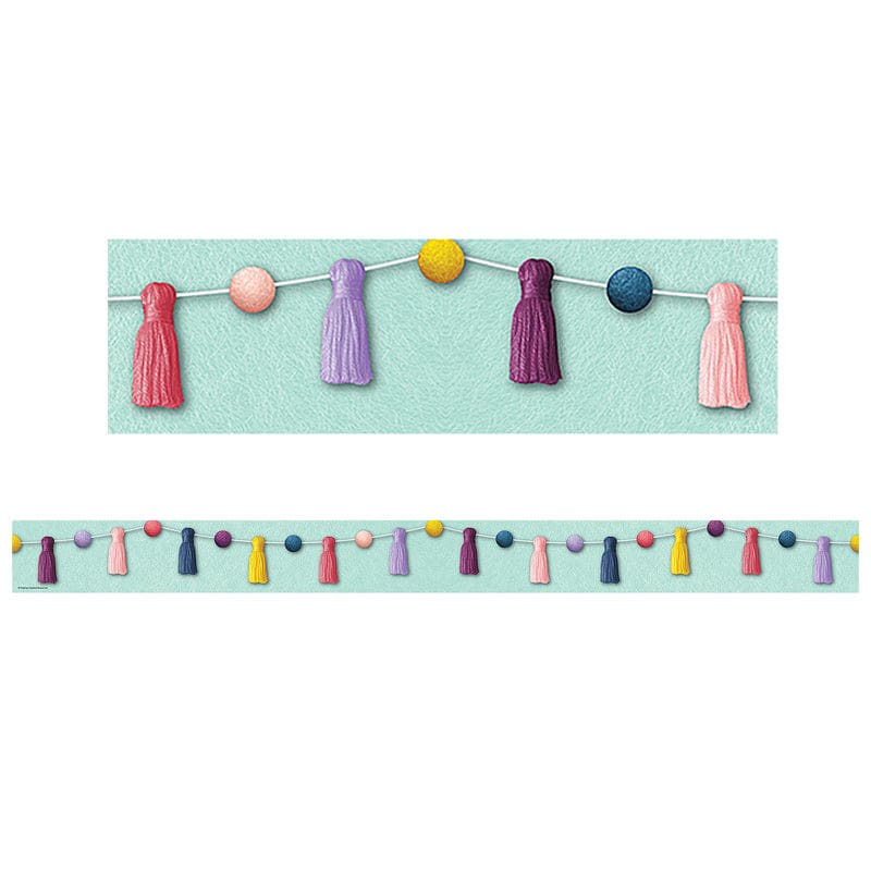 Pom-Poms And Tassls Straight Border Oh Happy Day (Pack of 10) - Border/Trimmer - Teacher Created Resources