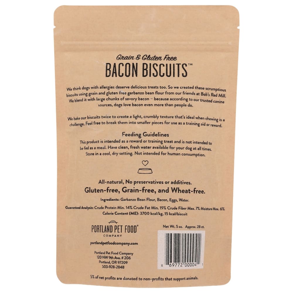 PORTLAND PET FOOD COMPANY: Grain and Gluten-Free Bacon Biscuit Dog Treats 5 oz - Pet > Dog Treats - PORTLAND PET FOOD COMPANY