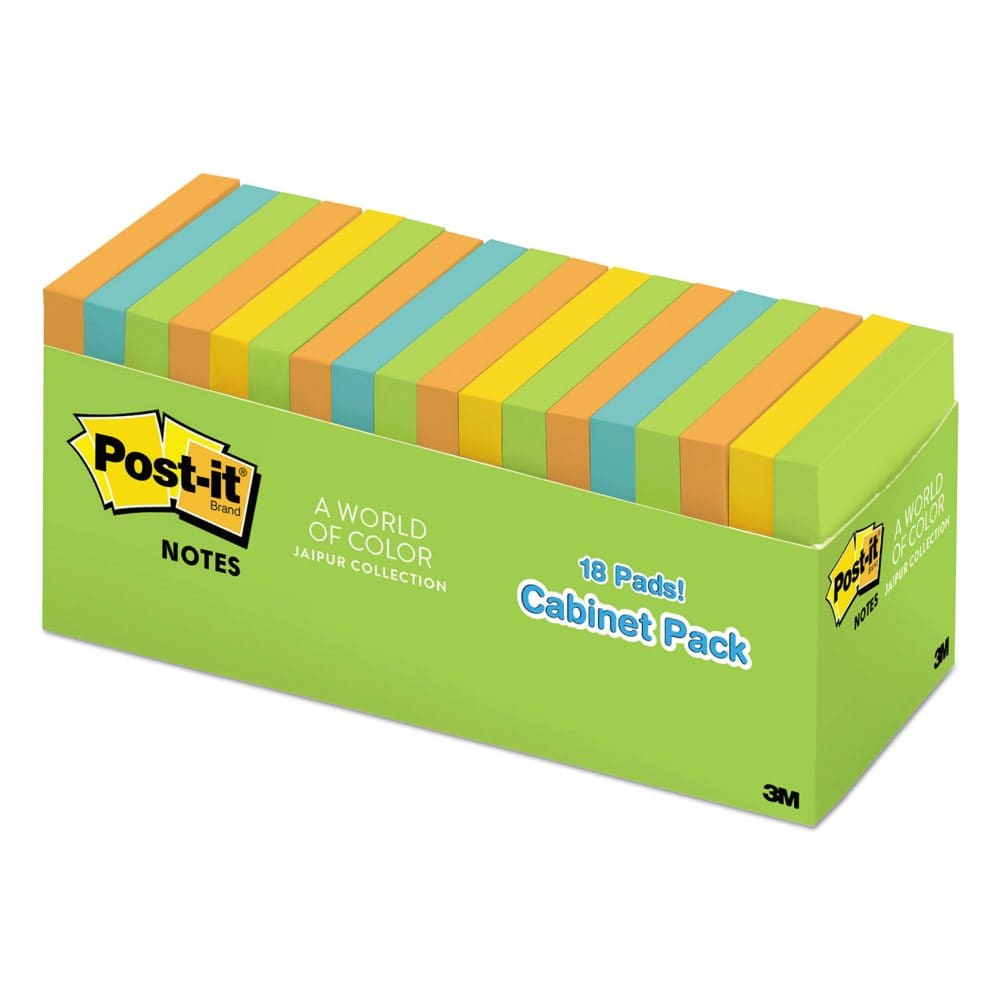 Post-it Notes Original Pads 3 x 3 100 Sheet Pads 18 Pads 1,800 Total Sheets Jaipur Collection - Self-Stick Notes & Flags - Post-it