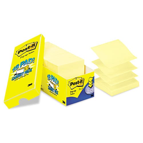 Post-it Pop-up Notes Original Canary Yellow Pop-up Refill Cabinet Pack 3 X 3 Canary Yellow 90 Sheets/pad 18 Pads/pack - School Supplies -
