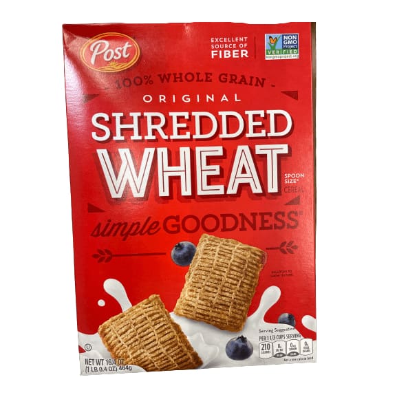 Post Shredded Wheat Post Shredded Wheat, Breakfast Cereal, Excellent Source of Fiber, Kosher, Multiple Choice Flavor, 18 Ounce