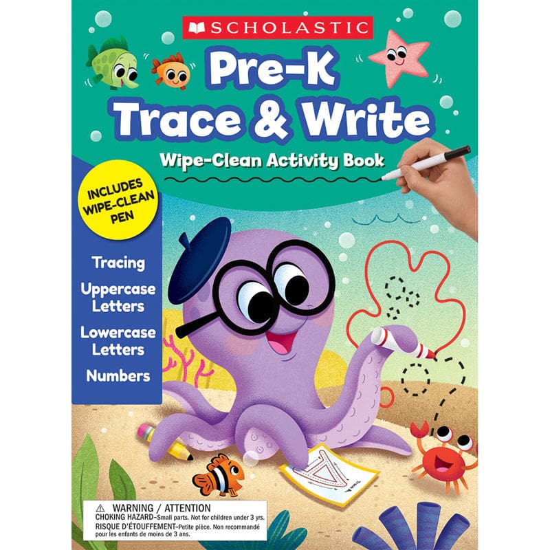 Pre-K Trace & Write Activity Book Wipe Clean (Pack of 6) - Art Activity Books - Scholastic Teaching Resources