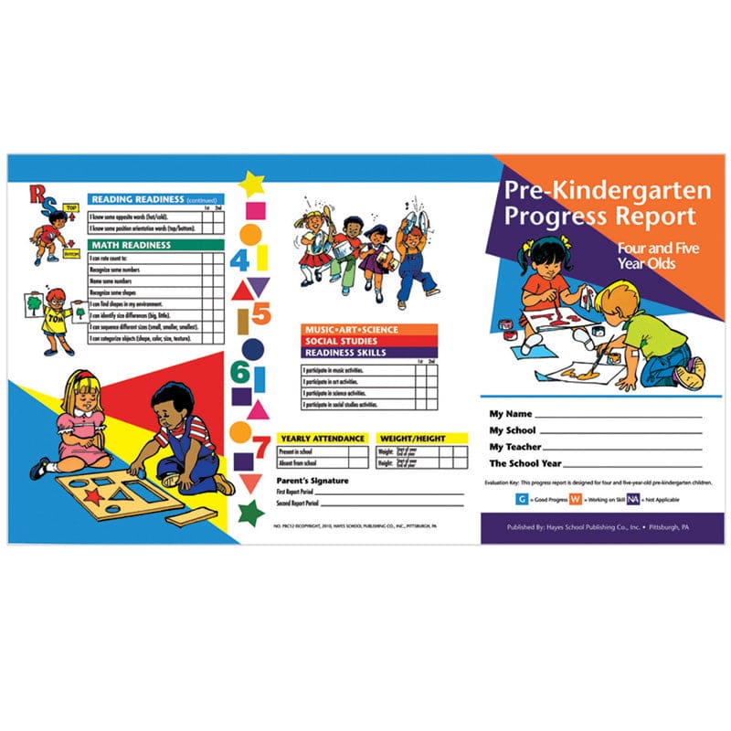 Pre Kindergarten Progress Report 10 Pk For 4 & 5 Year Olds (Pack of 12) - Progress Notices - Flipside