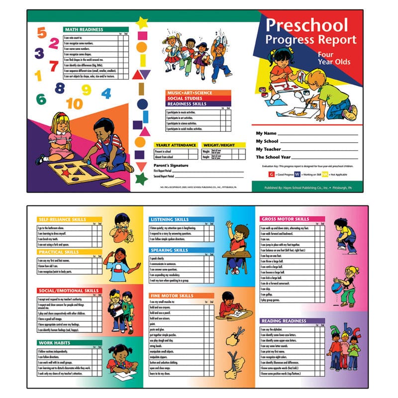 Preschool Progress Report 10Pk Age4 (Pack of 12) - Progress Notices - Flipside