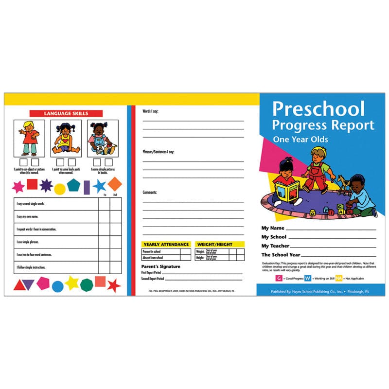 Preschool Progress Reports 10Pk For 1 Year Olds (Pack of 12) - Progress Notices - Flipside