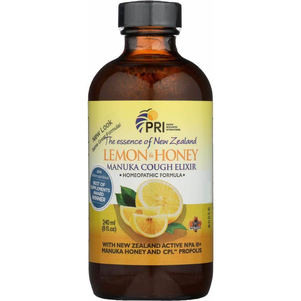 PACIFIC RESOURCES INTERNATIONAL Pri Cough Elixir Lemon Manuka Honey, 8 Oz