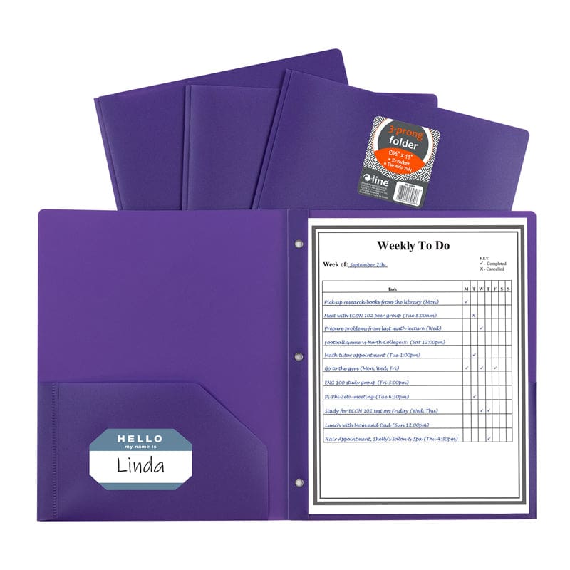 Purp 2 Pocket Portfolio with Prongs Heavyweight (Pack of 12) - Folders - C-Line Products Inc