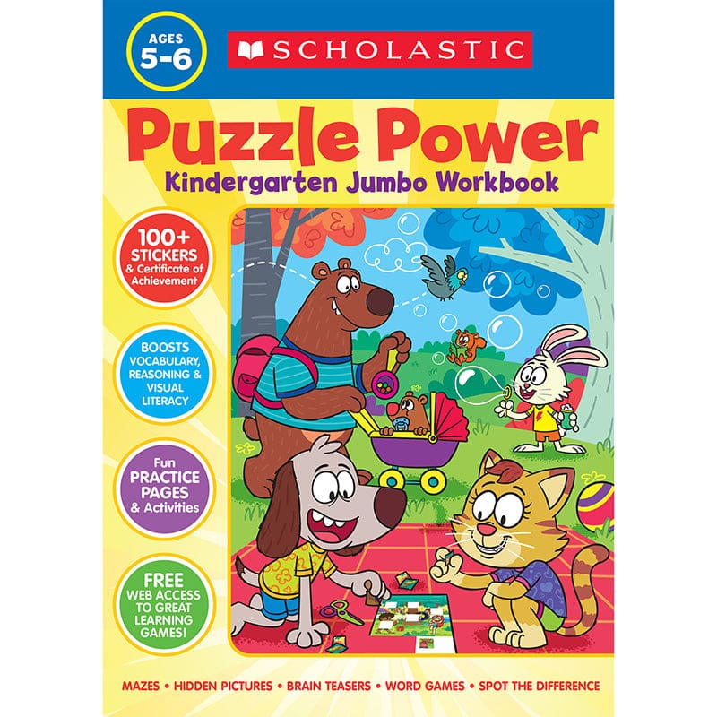 Puzzle Power Gr K Jumbo Workbook (New Item With Future Availability Date) (Pack of 6) - Skill Builders - Scholastic Teaching Resources