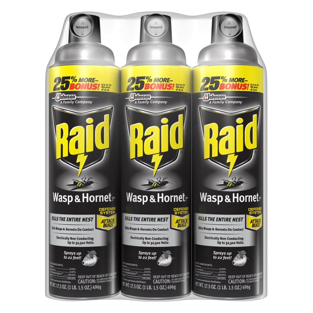 Raid Wasp & Hornet Killer 3ct 17.5 oz - Pest Control Products - Raid