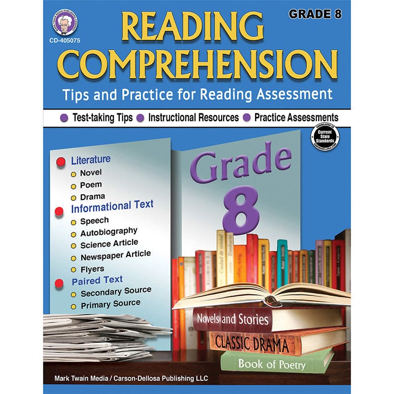 Reading Comprehension Grade 8 (Pack of 6) - Comprehension - Carson Dellosa Education