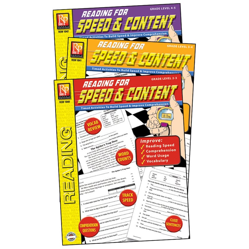 Reading For Speed & Content 3-Set Books - Reading Skills - Remedia Publications