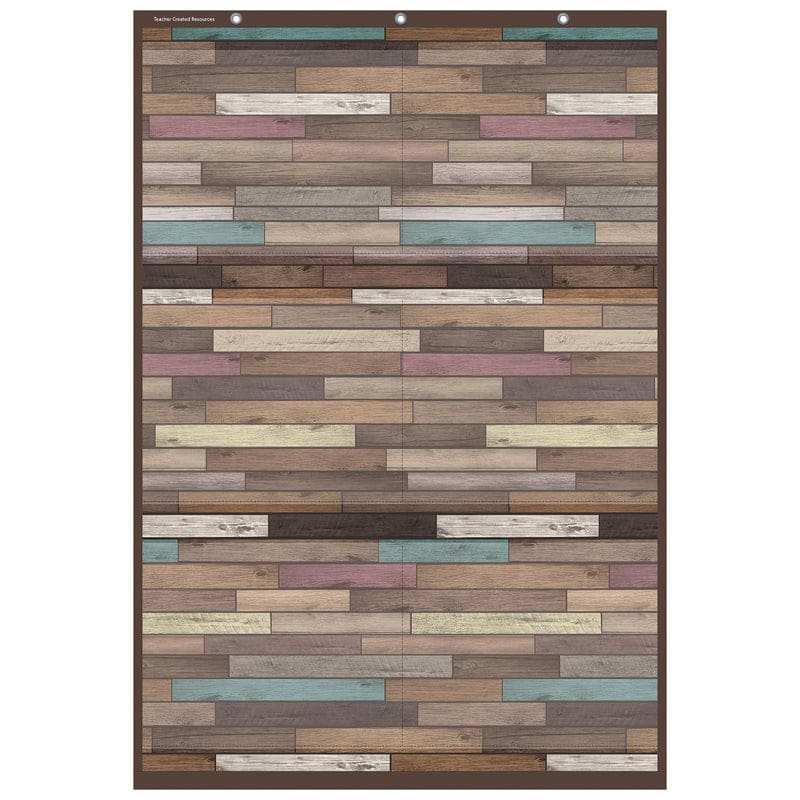 Reclaimed Wood Large 6 Pocket Chart (Pack of 2) - Pocket Charts - Teacher Created Resources