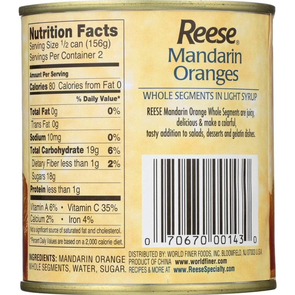 Reese Reese Mandarin Oranges Whole Segments In Light Syrup, 11 oz