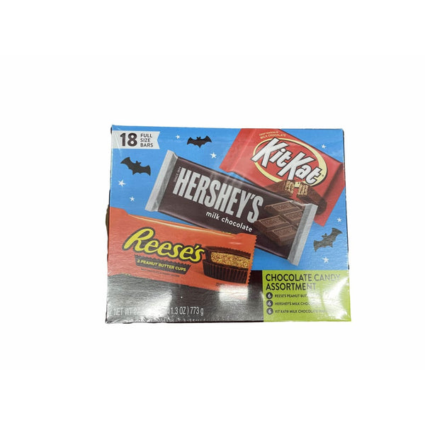 HERSHEY'S, KIT KAT® and REESE'S Assorted Milk Chocolate Candy Variety Box,  27.3 oz (18 Count)