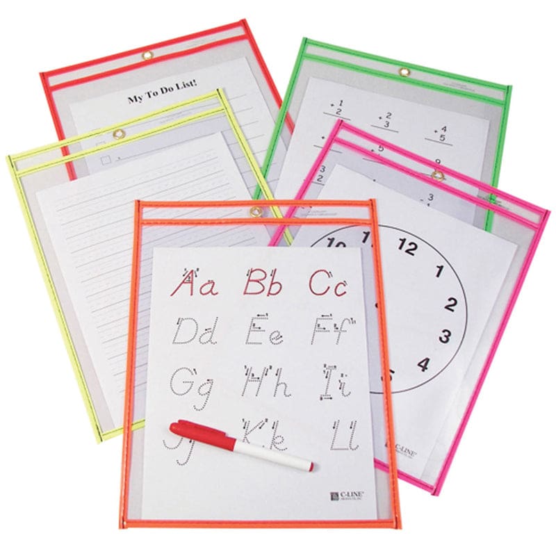 Reusable Dry Erase Pockets 10/Pk (Pack of 2) - Dry Erase Sheets - C-Line Products Inc