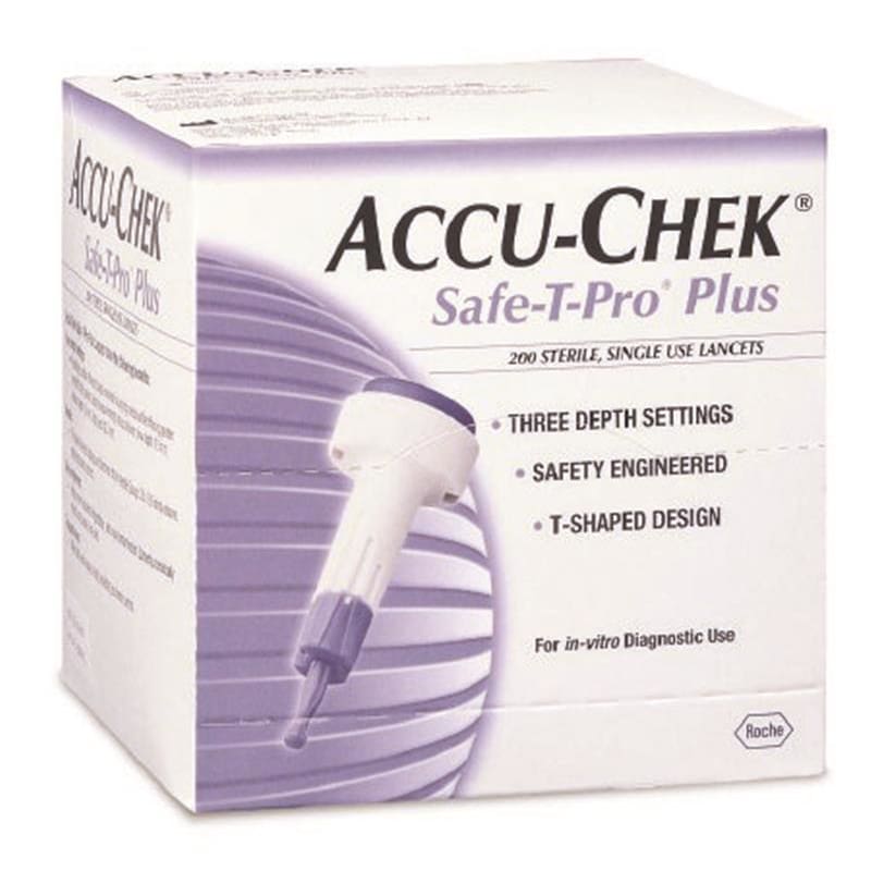 Roche Diagnostics Lancet Accu-Chek Safe-T-Pro Plus 23G Box of 200 - Diagnostics >> Test Strips - Roche Diagnostics