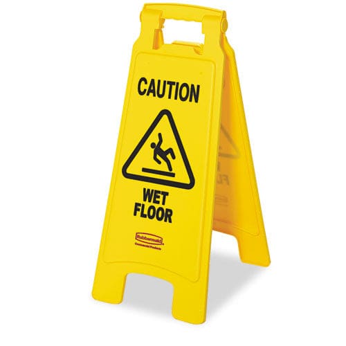 Rubbermaid Commercial Caution Wet Floor Sign 11 X 12 X 25 Bright Yellow 6/carton - Janitorial & Sanitation - Rubbermaid® Commercial