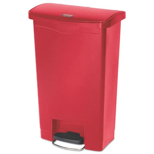 Rubbermaid Commercial Slim Jim Resin Step-on Container Front Step Style 13 Gal Polyethylene Red - Janitorial & Sanitation - Rubbermaid®
