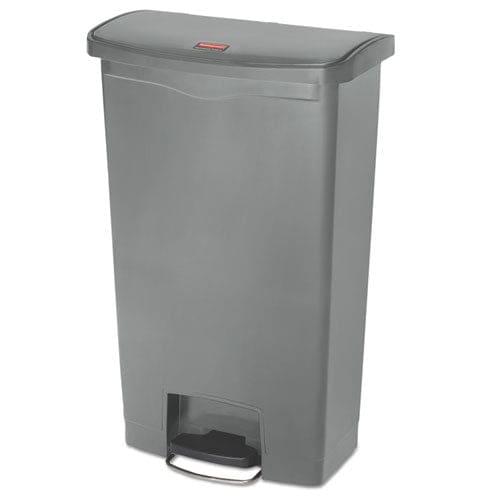 Rubbermaid Commercial Slim Jim Resin Step-on Container Front Step Style 18 Gal Polyethylene Gray - Janitorial & Sanitation - Rubbermaid®