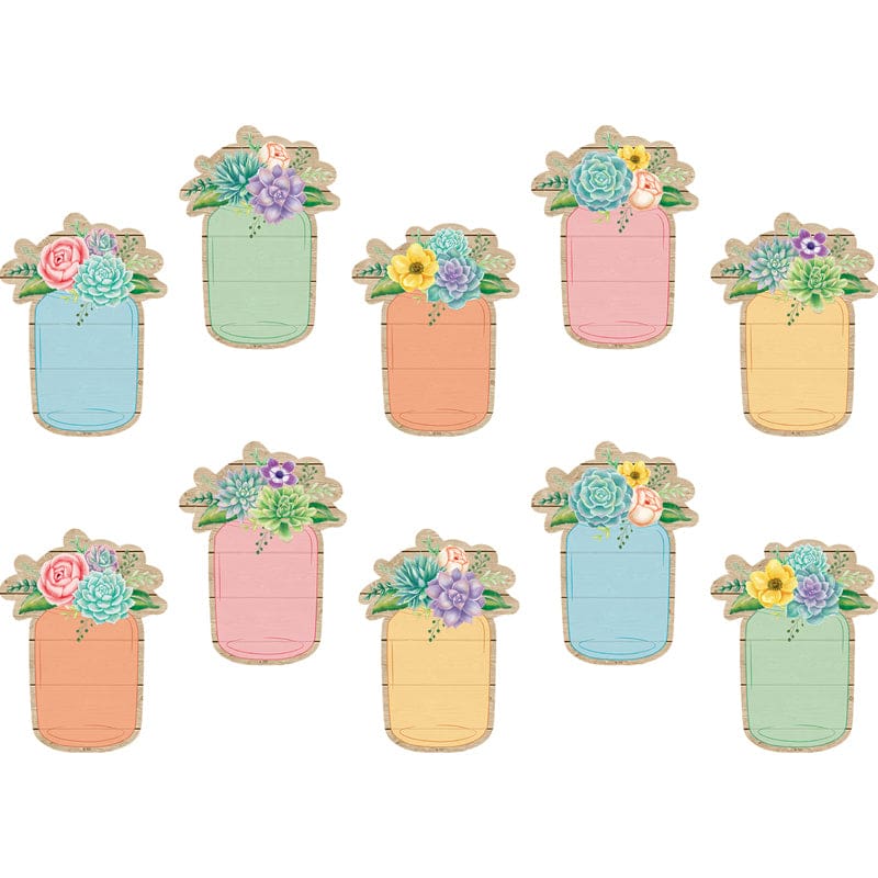 Rustic Bloom Mason Jars Accents (Pack of 8) - Accents - Teacher Created Resources