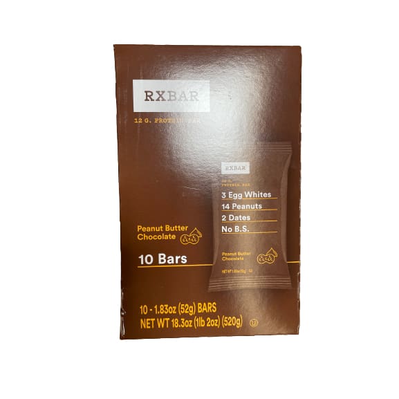 RXBAR RXBAR Protein Bar, Peanut Butter Chocolate, 10 Ct, 18.3 Oz, Box