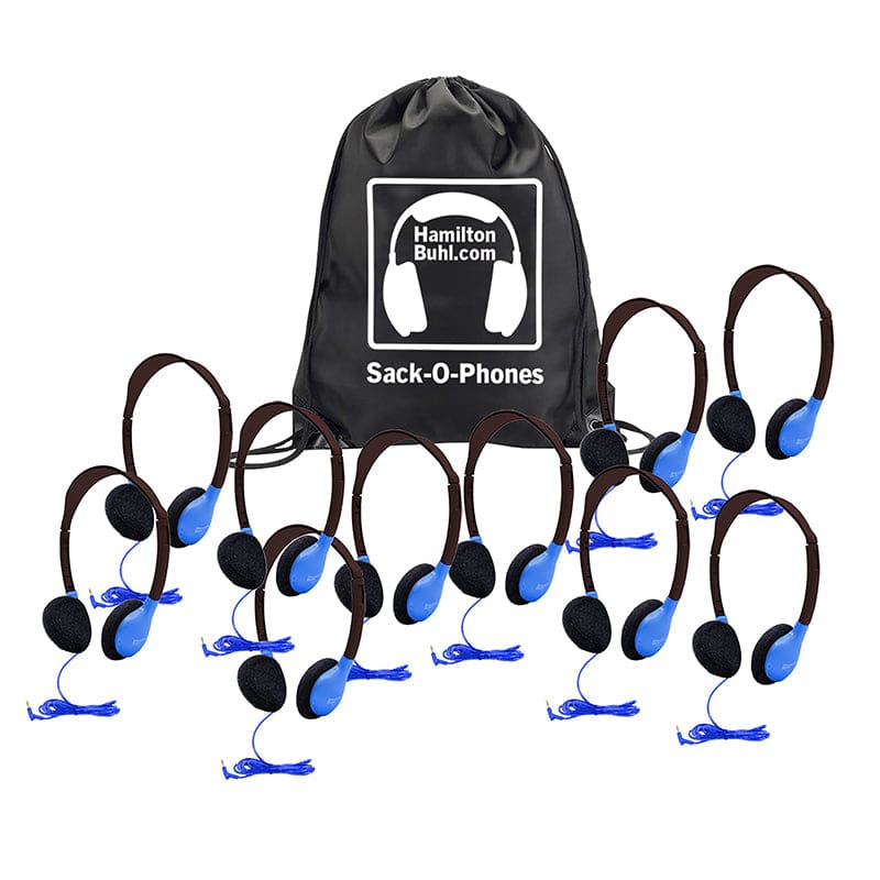 Sackophones 10/Pk Blue with Bag - Headphones - Hamilton Electronics Vcom