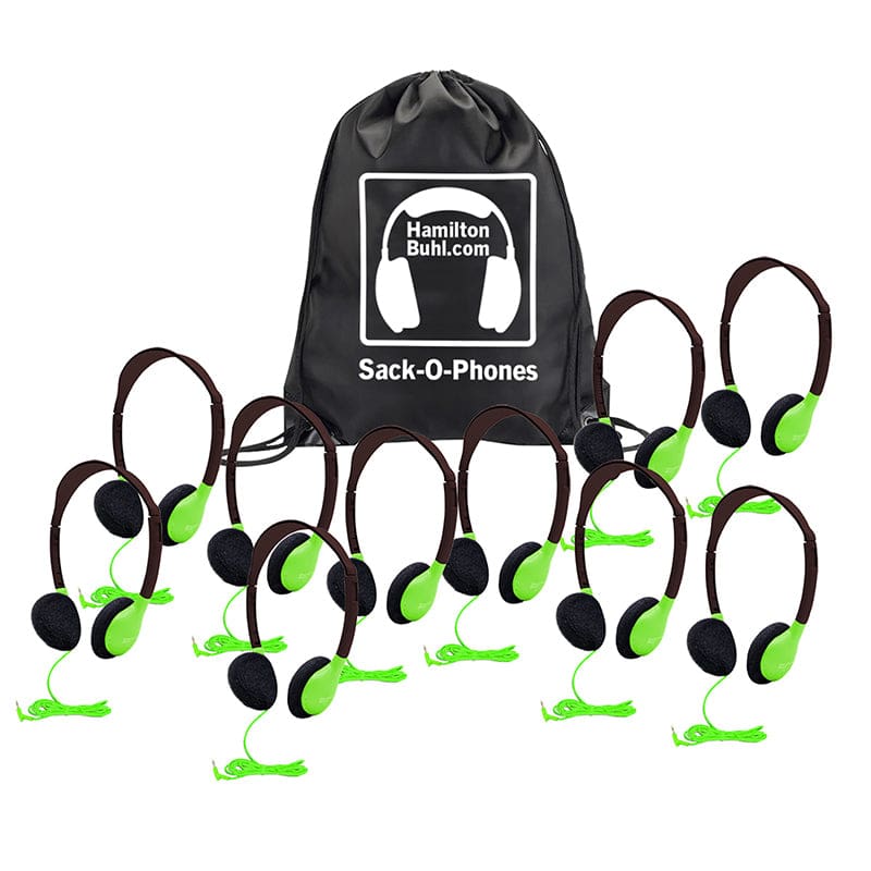 Sackophones 10/Pk Green with Bag - Headphones - Hamilton Electronics Vcom