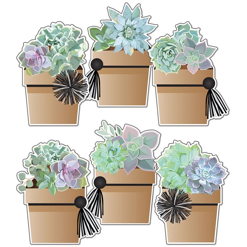 Schoolgirl Style Potted Succulents Cut-Outs (Pack of 8) - Accents - Carson Dellosa Education