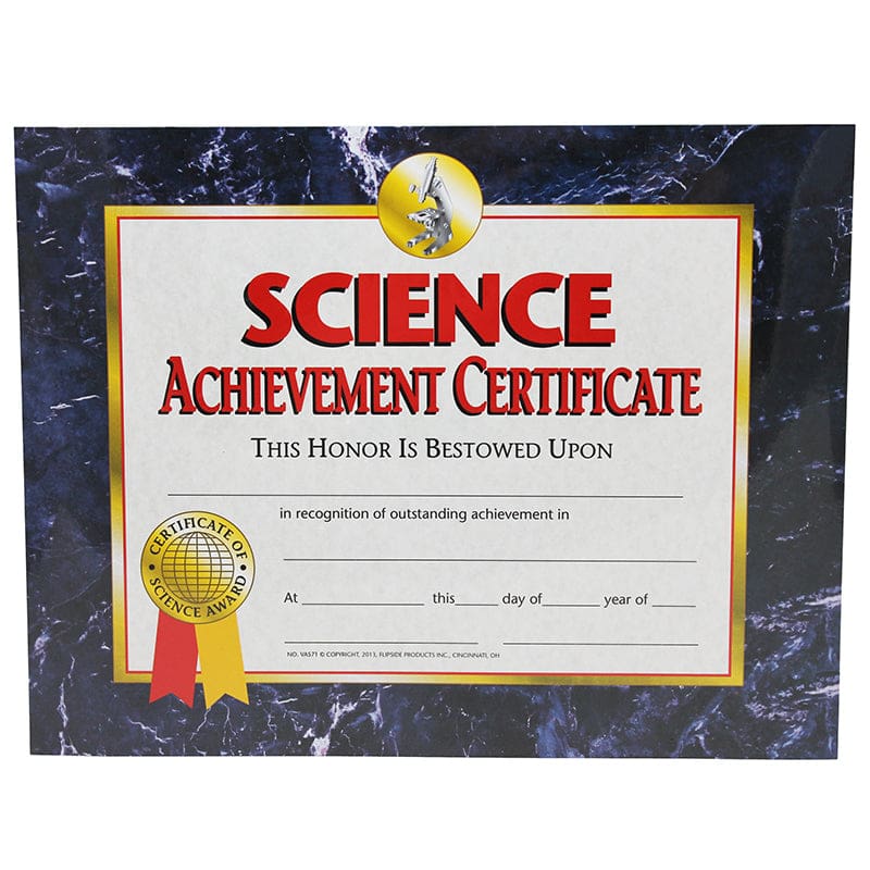 Science Achievement 30/Pk 8.5 X 11 Certificates (Pack of 8) - Science - Flipside